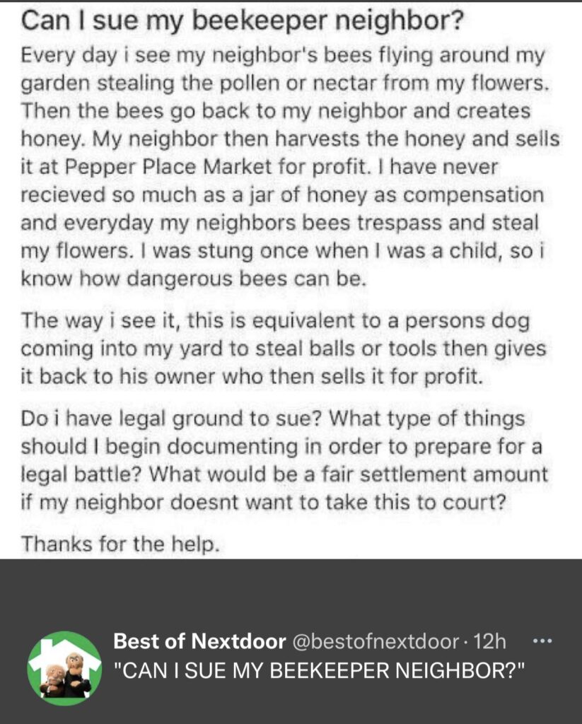 Can I Sue My Beekeeper Neighbor?